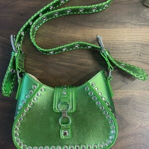 Green Studded Shoulder Bag